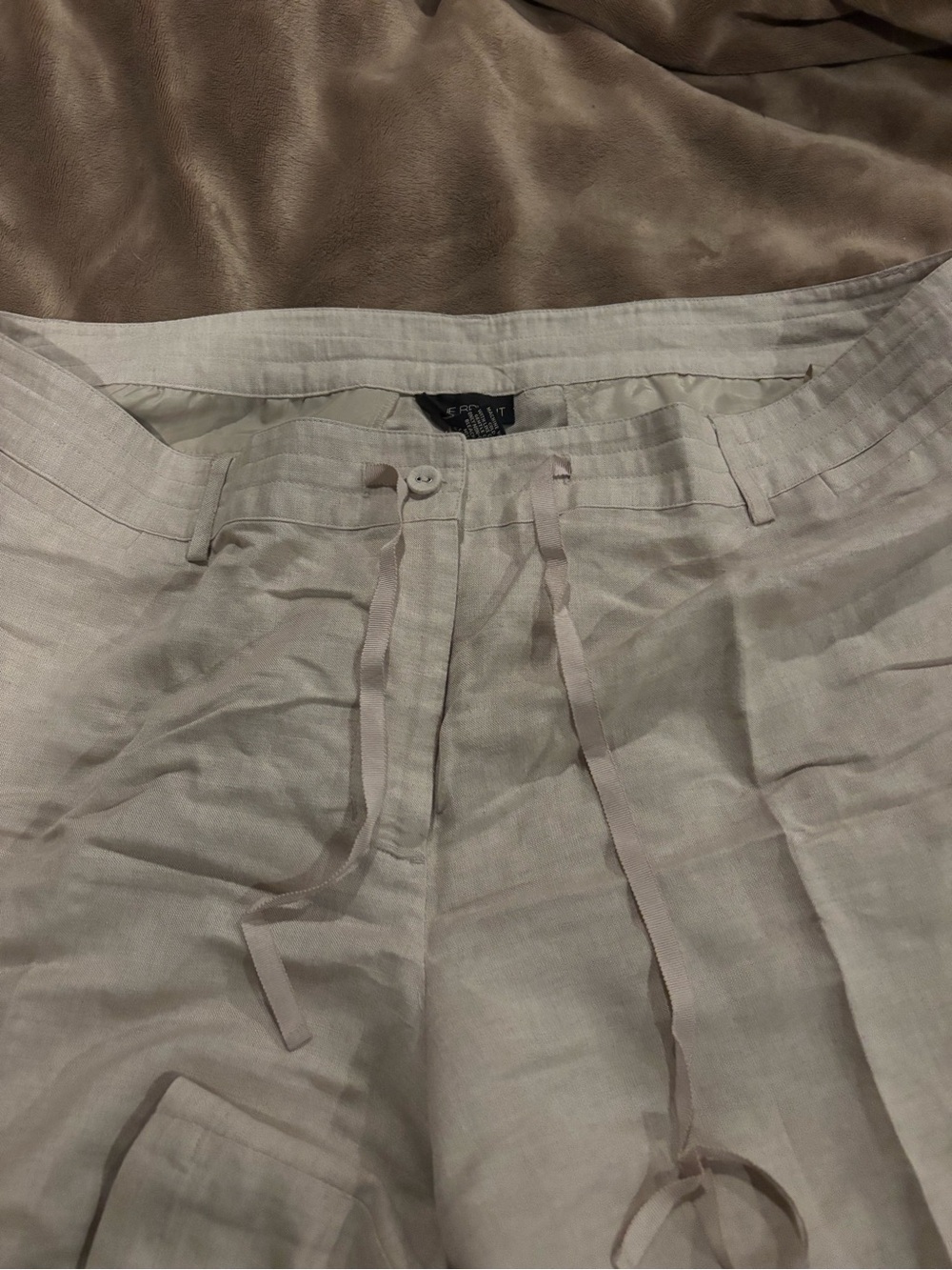 Lane Bryant Light Beige Linen-Blend Drawstring Boot Cut Pants 18/20